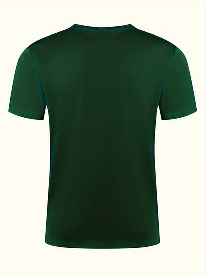 Summer Men's Casual Loose Accessories Plus Size Moon Landing Pattern Printed Round Neck Short Sleeve T-Shirt Top