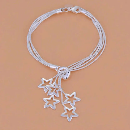 wholesale 925 Sterling Silver star cute chain women lady noble nice bracelet fashion charm jewelry wedding party