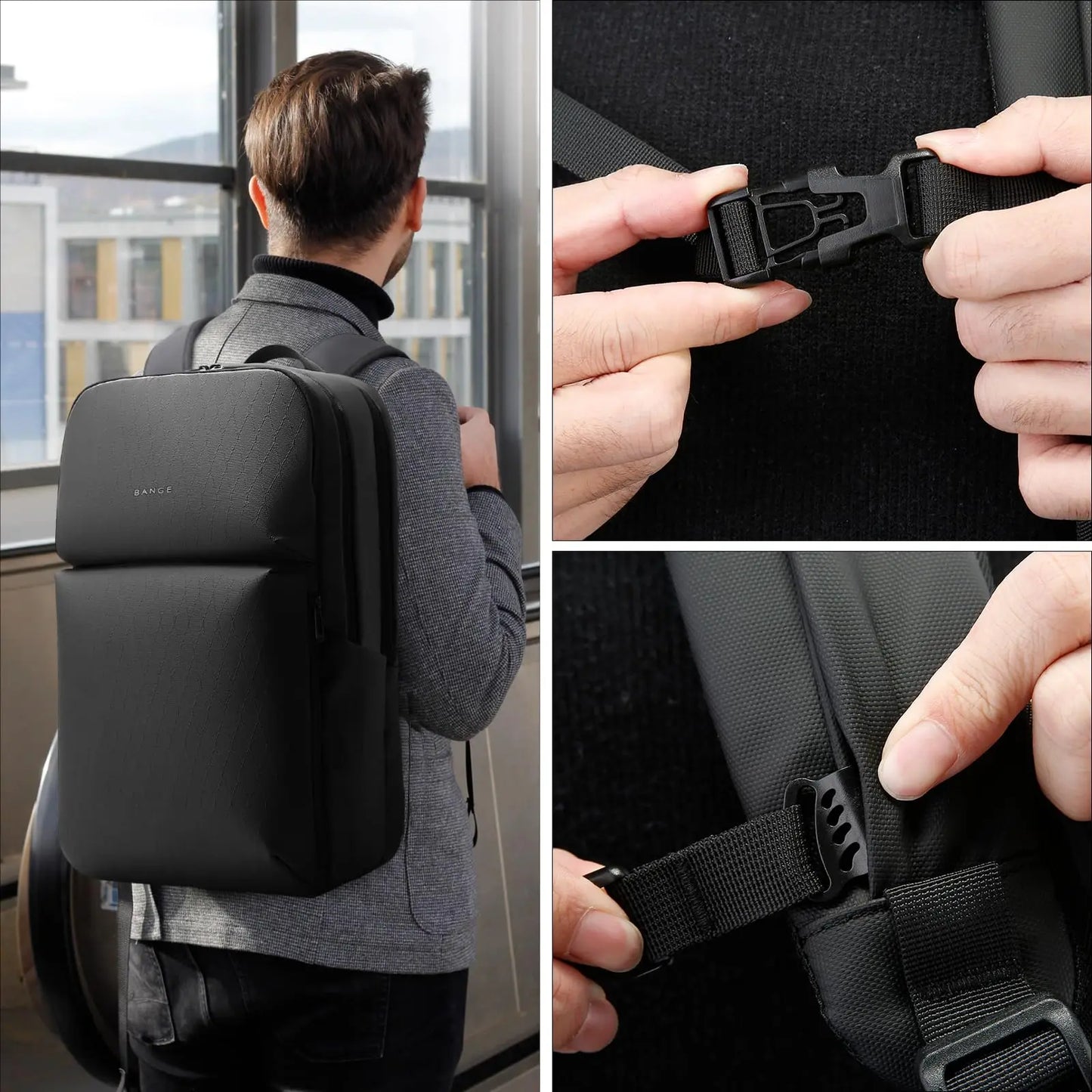 BANGE Smart Travel Backpack Business Flight Approved Carry on Backpack Large Capacity 15.6 inch Laptop Backpack for Men
