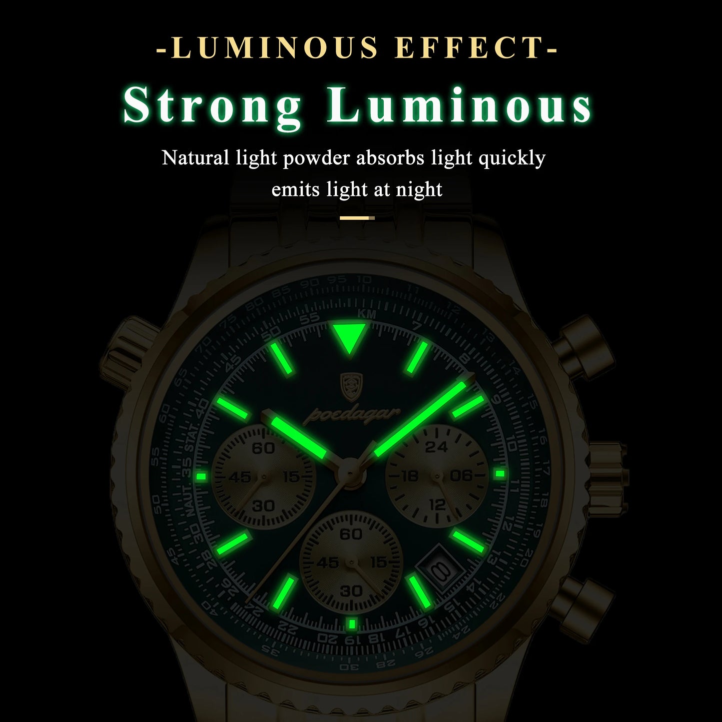 POEDAGAR Top Luxury Men's Watches Waterproof Luminous Chronograph Date Male Watch Stainless Steel Military Quartz Men Wristwatch