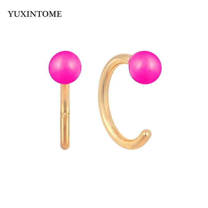 YUXINTOME Small 925 Sterling Silver Ear Needle C-Shaped Cartilage Piercing Stud Earrings For Women cartilage perforation Jewelry