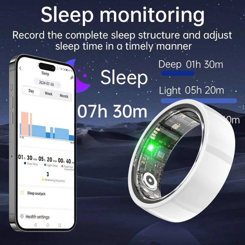 Smart Ring Bluetooth 5.1 Sleep Camera Remote Control Multiple Exercise Modes Wearable Fitness Ring