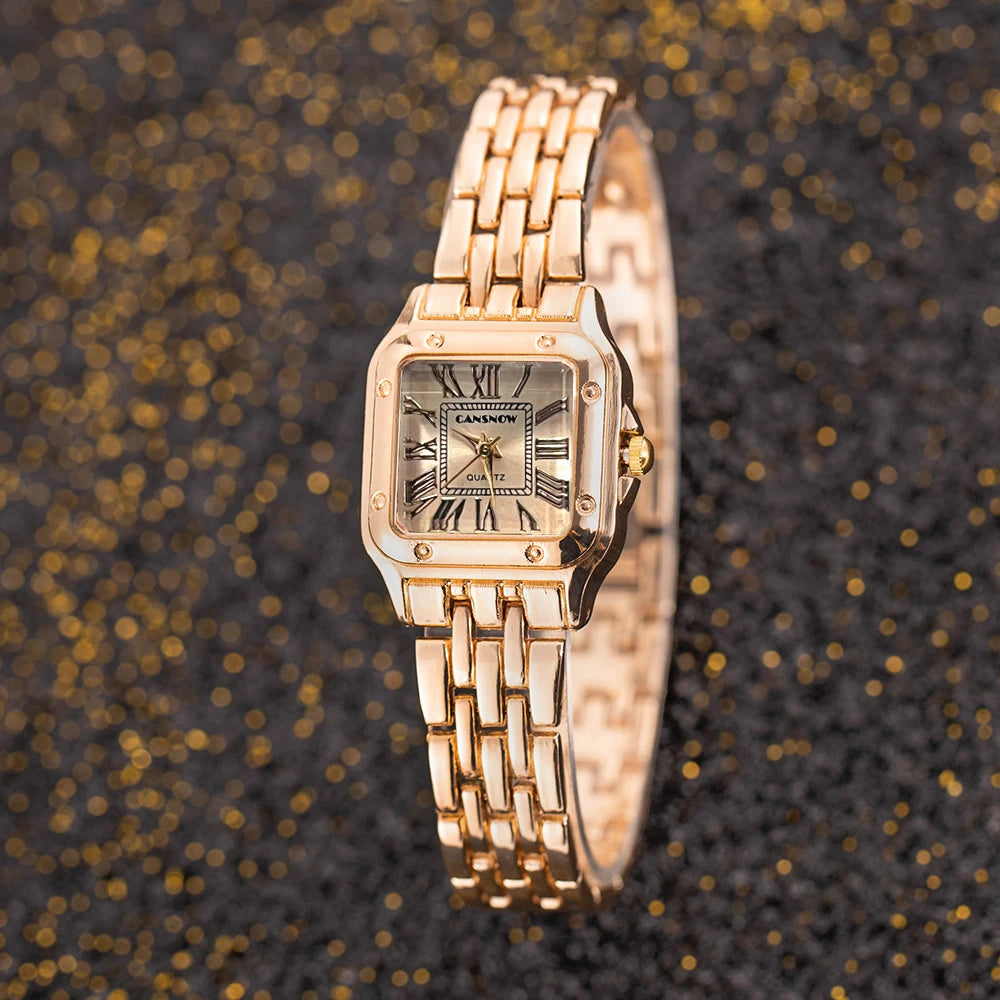 Luxury Top Brand Gold Watches Women Elegant Small Square Dial Ladies Quartz Watch Simple Fashion Female Clock zegarek damski