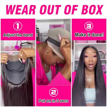 Glueless Wigs Human Hair Bone Straight Lace Wigs Pre-Cut 5x5 Lace Closure Remy Human Hair Ready To Wear For Women Pre Plucked