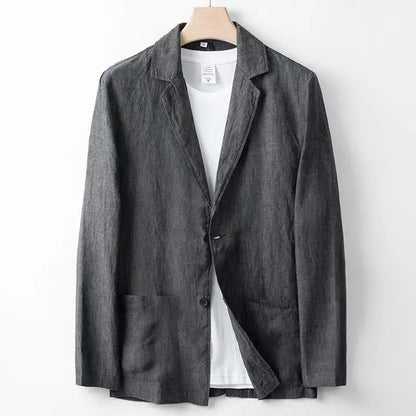 Spring Summer Men Suit Fashion Men Cotton Linen Two-piece Set Blazer Jacket + Pants Casual Business Thin Clothing Breathable