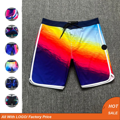 Plus size 28 38 Men's Beach Board Shorts 4-way Stretch Casual Sport Quick dry Waterproof Swim Surfing Diving Bermuda Trunks