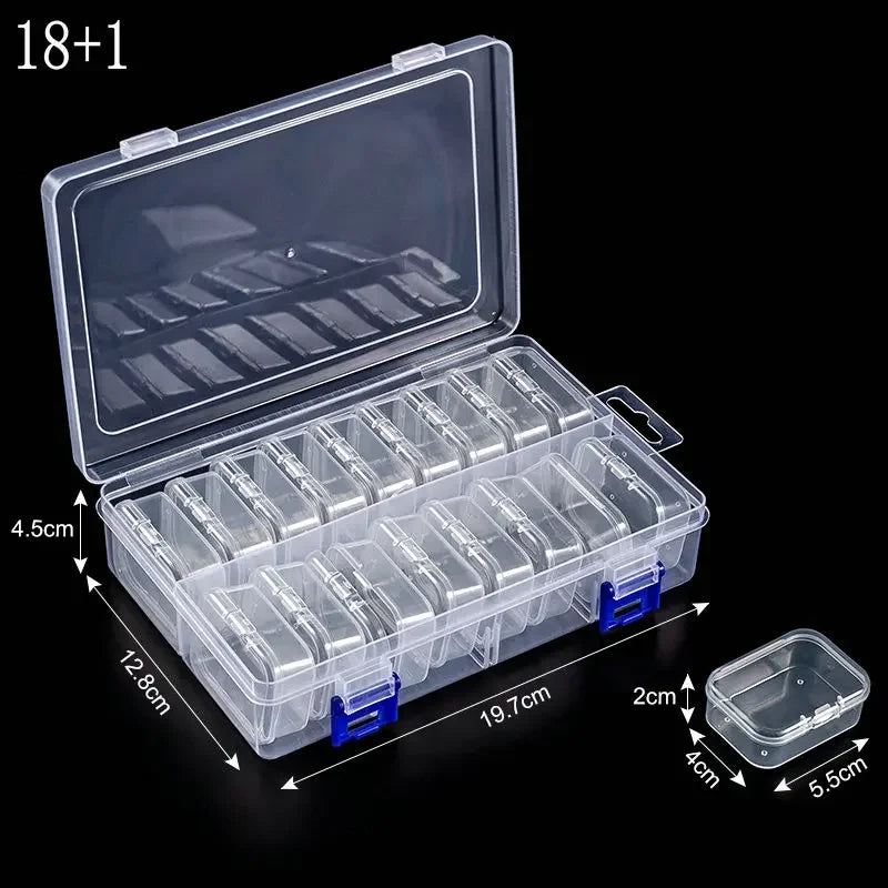 Small Bead Organizer Cases Plastic Organizer Box Mini Clear Bead Storage Container Box with Hinged Lid for DIY Jewelry Supply
