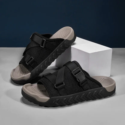 Men's Thick Soled Round Toe Fashionable Slippers Women's Comfortable Breathable Casual, Wear-resistant Sandals Summer Slippers
