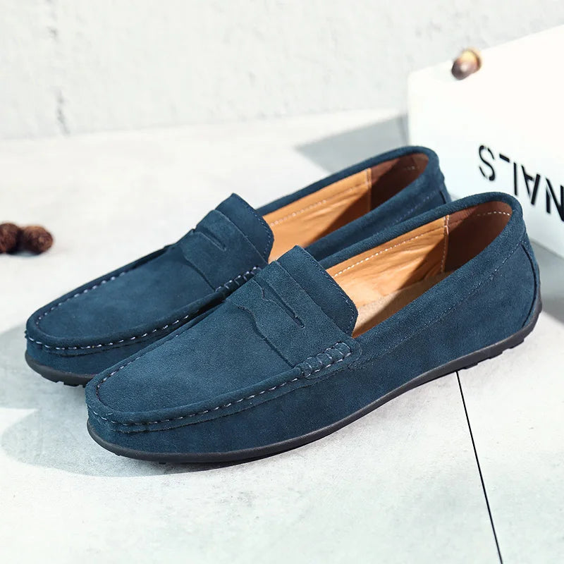 YRZL Men suede Loafers Breathable Driving Outdoor Casual Slip on Shoes for Man Lightweight Comfortable Non Slip Summer Men Shoes