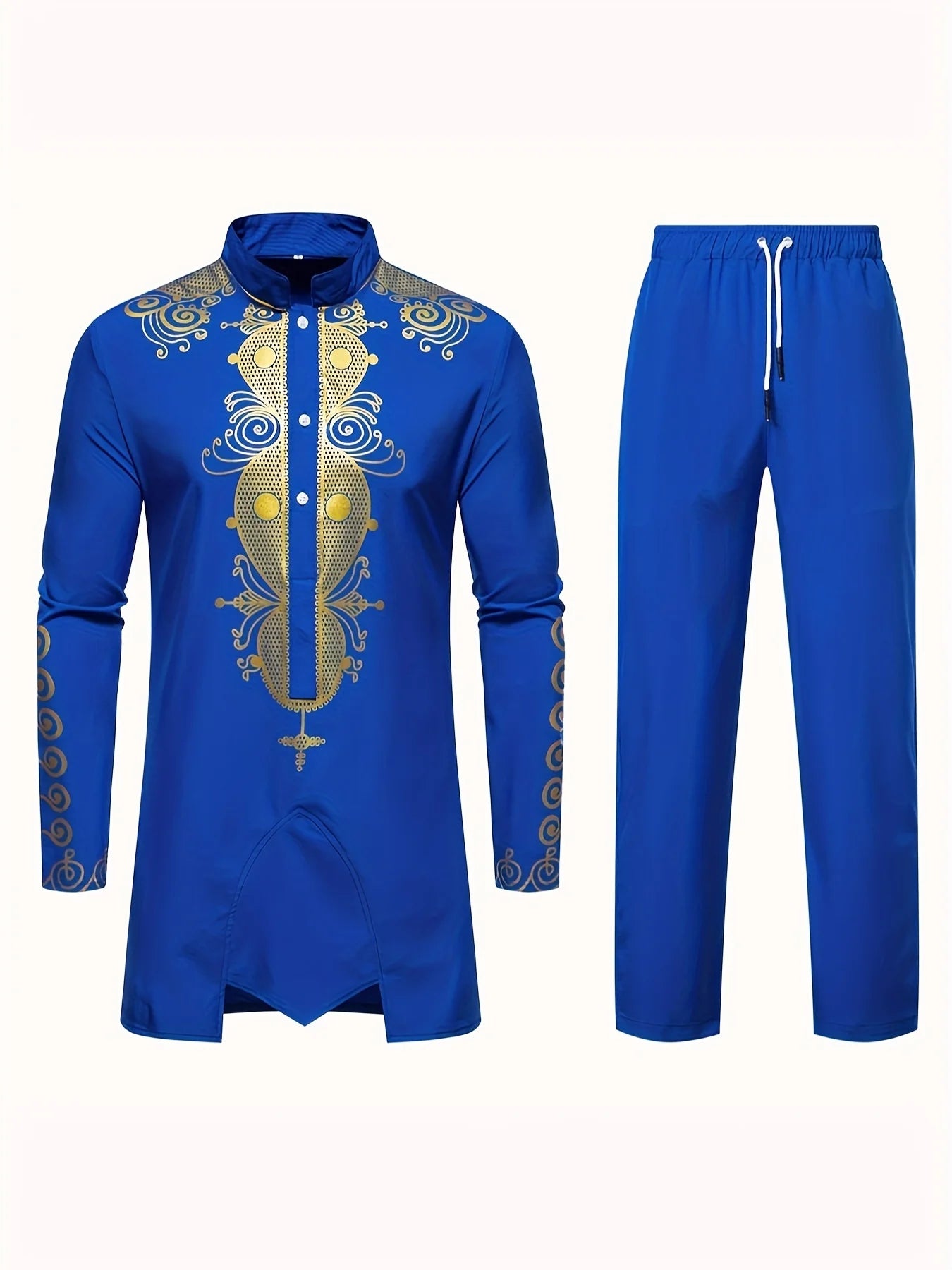 Traditional Culture Mens Suit Suit Muslim Suit Personalized 3D Printed Pattern Arabian Dress Loose Breathable Two Piece Suit
