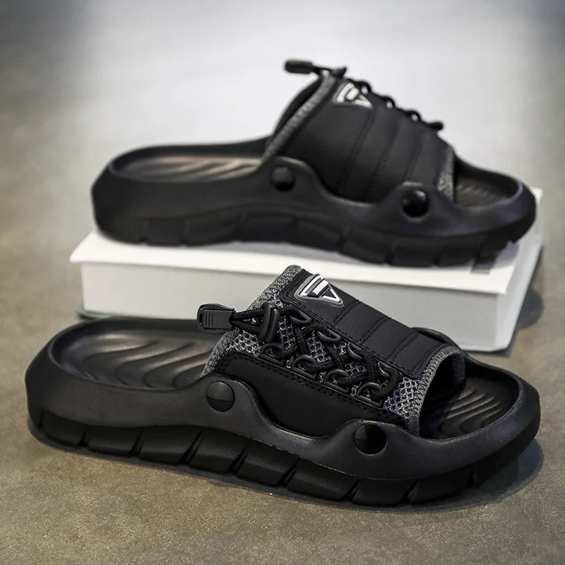 2025 New Men's Sandals Fashion Designer Soft Men's Slippers Outdoor Breathable Beach Shoes Anti-slip Comfortable Men Flip Flops