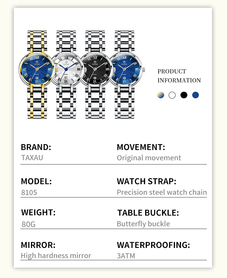TAXAU New Original Quartz Watch for Women Best Selling Waterproof Calendar Casual Lady Wrist Watch Elegant Fashion Women's Watch