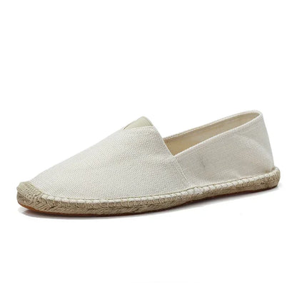 Canvas Flat Shoes Women Sewing Flax Shoes Slip on Loafers Casual Shoes Man Espadrilles Hemp Plus Size Fisherman Driving Footwear