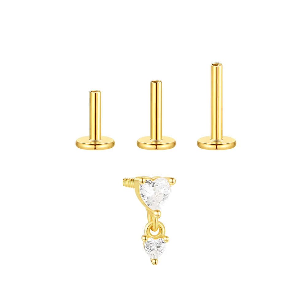 Aide 3pcs Ear Needle 5/6/8mm Flat Head Cartilage Piercing Stud Earring Women 925 Sterling Silver Flower Zircon Gold Ear Studs