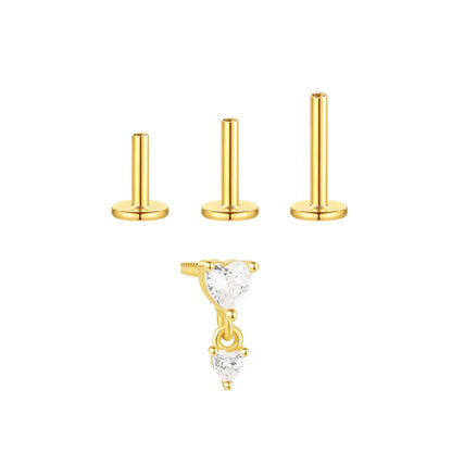 Aide 3pcs Ear Needle 5/6/8mm Flat Head Cartilage Piercing Stud Earring Women 925 Sterling Silver Flower Zircon Gold Ear Studs