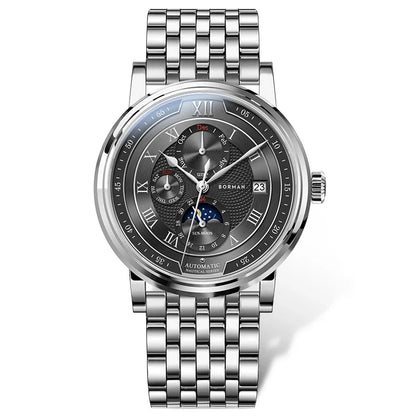BORMAN BM3868  New 40mm  Luxury Men Automatic Mechanical Men's Watches Sapphire Multi-function Waterproof Moon Phase Clocks
