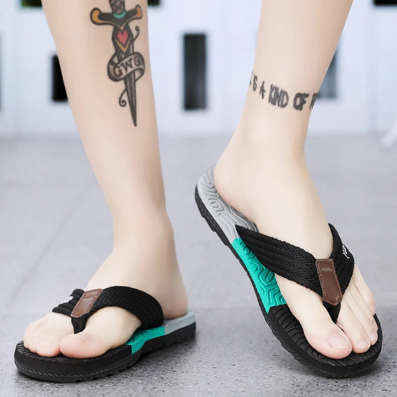 Men's Non-Slip Summer Flip-Flops Beach Wear Fashion Soft Sole Outdoor Leisure Footwear Personality Style