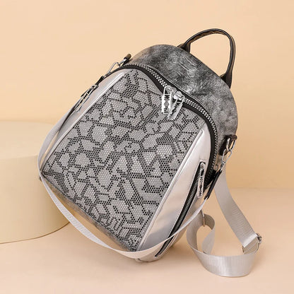 Fashion Large Capacity Commuter Women's Backpack Girls Leisure Travel Storage Bag Soft Leather Waterproof Korean Style Shoulder