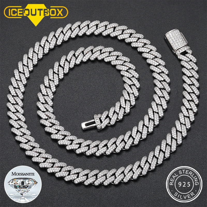 9mm Iced Out Miami Cuban Link Chain Men Jewelry D Color VVS Moissanite Certified Jewelry 925 Sterling Silver Necklace For Women
