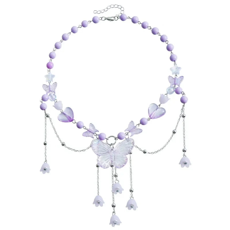 Exquisite Butterfly Pendant Necklace for Women Charm Fashion Y2K Accessories Wedding Party Jewelry Gift Long Layered Necklace