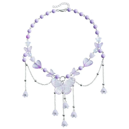 Exquisite Butterfly Pendant Necklace for Women Charm Fashion Y2K Accessories Wedding Party Jewelry Gift Long Layered Necklace