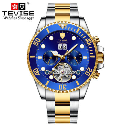 TEVISE Automatic Mechanical For Men Waterproof Luxury Luminous Business&Fashion Stainless Steel Wristwatch