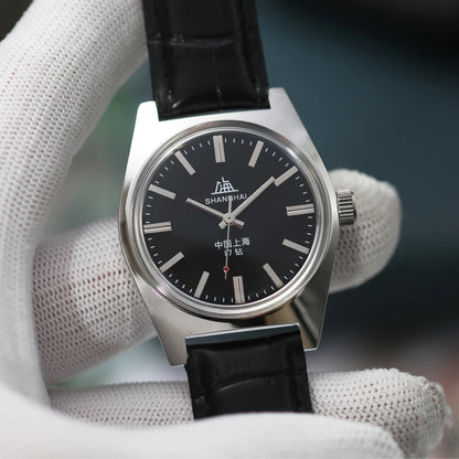 Shanghai Watches Sterile Dial Bauhaus Design 36mm Men's Mechanical Wristwatches Drop Shipper 7120