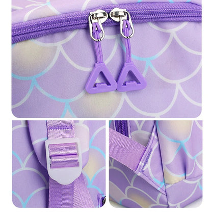 3Pcs Cinnamoroll Fish Scale Kid Backpack With Mermaid Pendant Lunch Girl School Bag Children Schoolbag For Teenage Girls