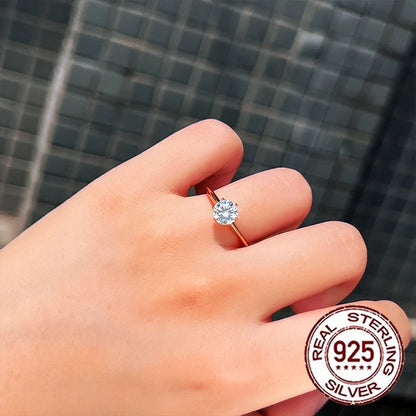 CWWZircons 925 Sterling Silver 1CT Round Cubic Zircon Gold Plated Rings for Women Wedding Band Engagement Party Jewelry SR053