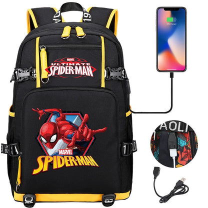 Superhero Spiderman School Backpack Travel Bags Large Waterproof Multifunction USB Charging Backpacks Travel Sport Duffel Bag