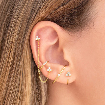 YUXINTOME Small 925 Sterling Silver Ear Needle C-Shaped Cartilage Piercing Stud Earrings For Women cartilage perforation Jewelry