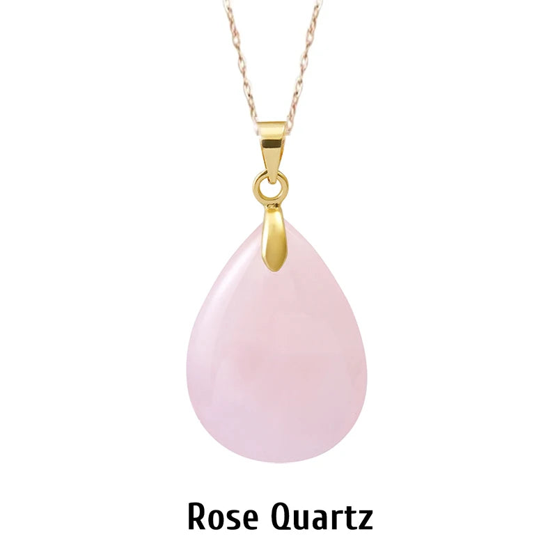 Natural Stone Crystal Pendant Teardrop Fashion Necklace For Diy Necklace Earrings Making Jewelry Christmas Friendship Gift