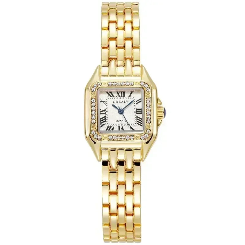 MAYZHISU Women's Fashion Quartz Watches Gold Alloy Strap Luxury Ladies Quartz Wristwatches Qualities Female Roman Scale Clock