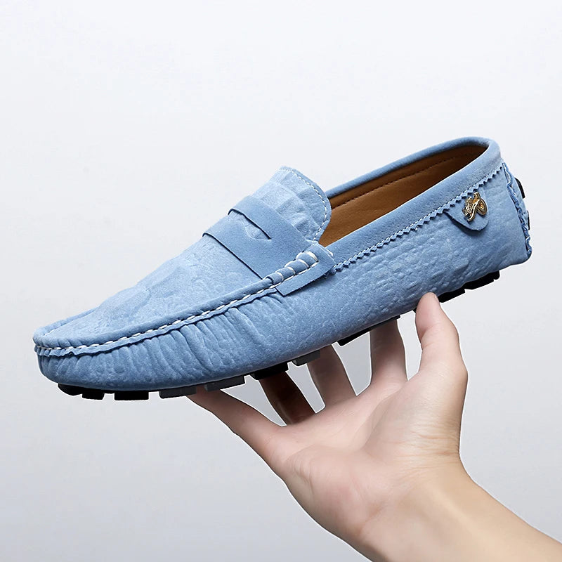 2025 New Handmade Beanie Shoes Men's Light Luxury Crocodile Pattern Trendy Easiest for Match Slip-On Lazy Loafers Men's and Women's Driving Trendy Shoes