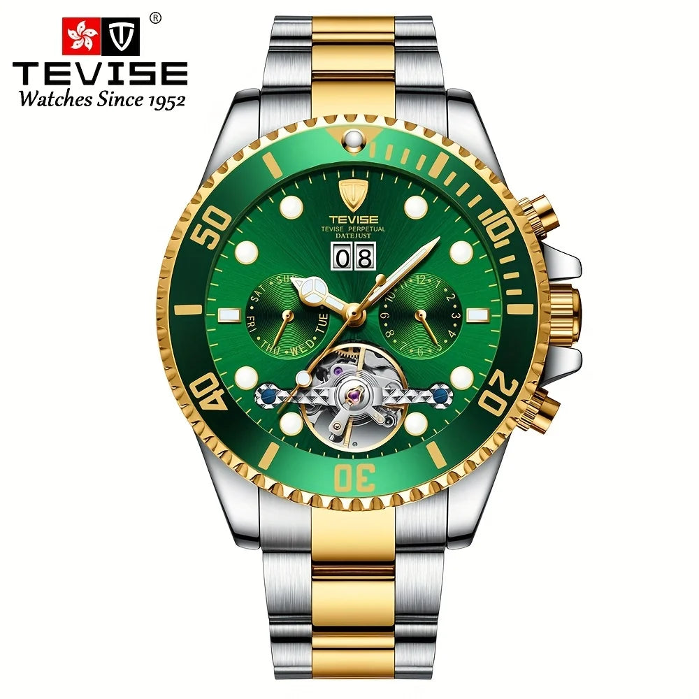 TEVISE Automatic Mechanical For Men Waterproof Luxury Luminous Business&Fashion Stainless Steel Wristwatch