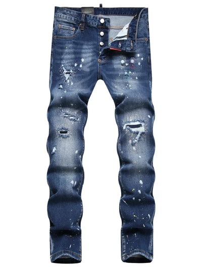 New Mens Ripped Jeans Dsq2 Men Skinny Jeans Light Blue Holes Pants Quality Male Stretch Slim Fashion Trousers Y2k