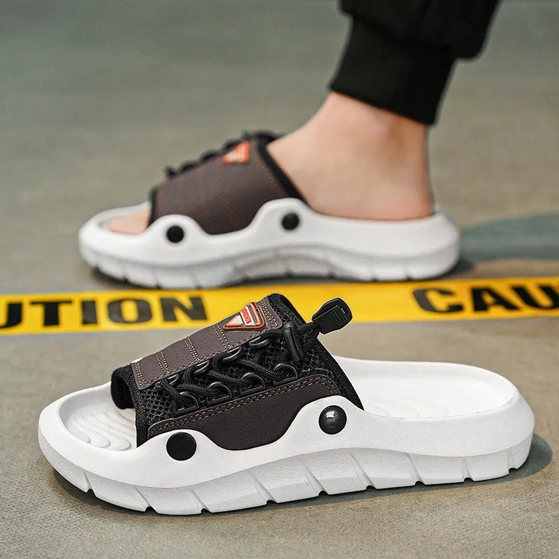 2025 New Men's Sandals Fashion Designer Soft Men's Slippers Outdoor Breathable Beach Shoes Anti-slip Comfortable Men Flip Flops
