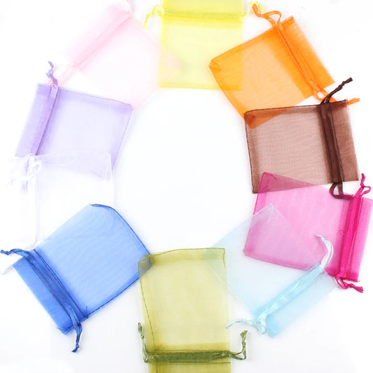 Organza Gift Bag Jewelry Packaging Bag Wedding Party Goodie Packing Favors Cake Pouches Drawable Bags Present 50pcs/lot (4 Size)