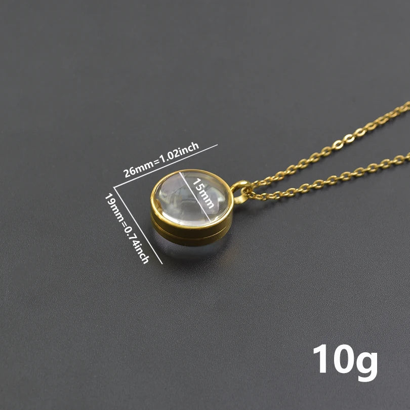 New Mix Size Round Living Memory Photo Locket Pendant Necklace Biconvex Glass Twist Stainless Steel Necklaces For Women Men Gift