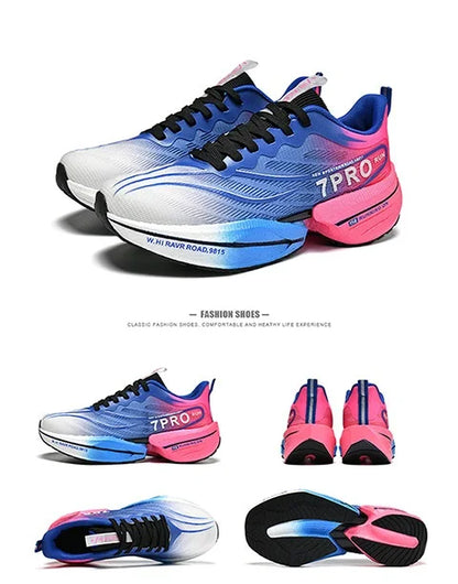 Carbon Plate Couple's Running Shoes Shock-Absorbing Rebound Ultra-Light Sports Shoes for Men and Women Summer Mesh Breathable Po