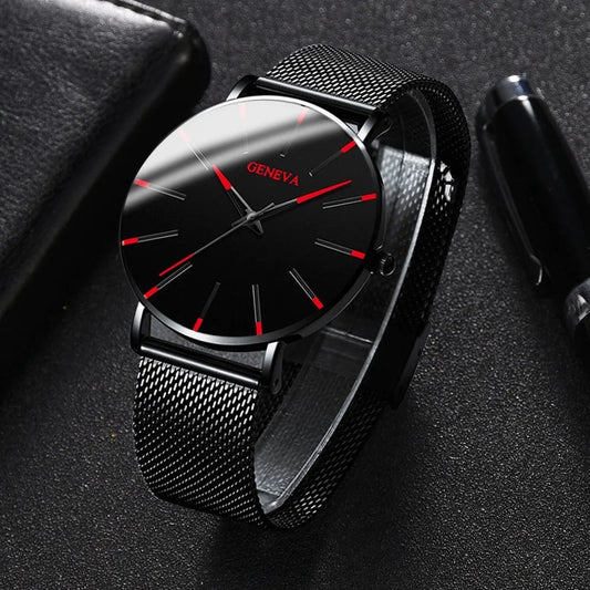 Fashion Ultra-thin Men Business Watches Steel Mesh Band Male's Quartz Watch Relogio Masculino