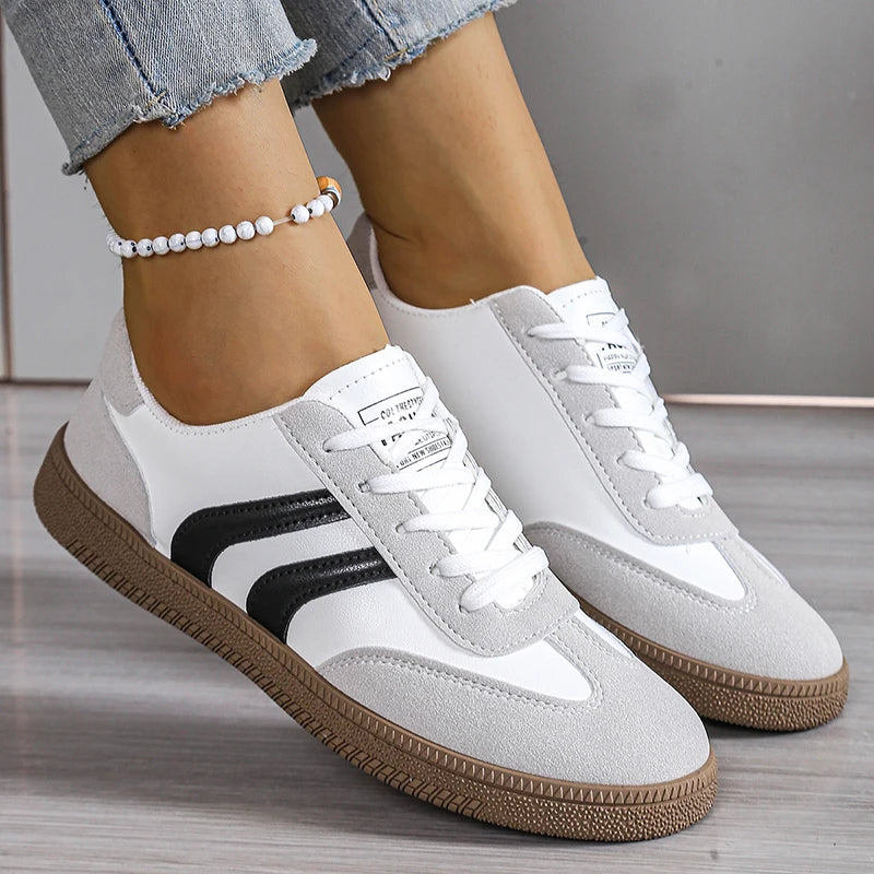 Spring Autumn Platform Sneakers Women Fashion Mixed Colors Lace-Up Sport Shoes Woman Comfortable Non Slip Flat Trainers Female
