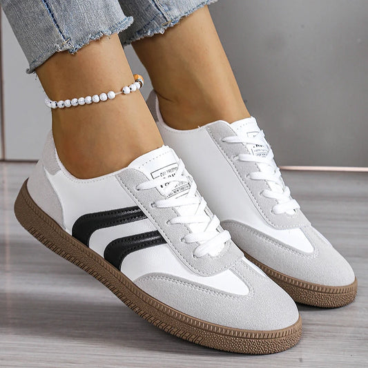 Spring Autumn Platform Sneakers Women Fashion Mixed Colors Lace-Up Sport Shoes Woman Comfortable Non Slip Flat Trainers Female