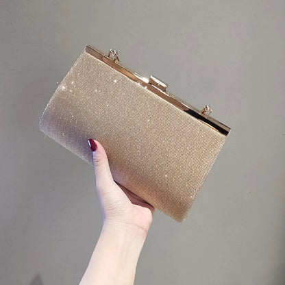 Female Fashionable Evening Handbag Metal Handle Day Clutch Purse Women Chains Wedding Party Chains Bags