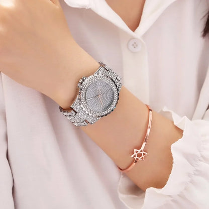 New Women Stainless Steel Full Diamond Wrist Watches Casual Luxury Ladies Quartz Watch Clock Relogio Feminino
