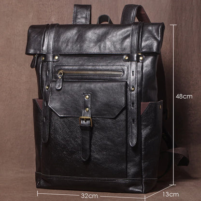 GURO High Quality Genuine Leather Backpack Men Weekend Retro Travel Bag Top Cowhide Luxury Laptop Bag Outdoor Tactical Backpacks