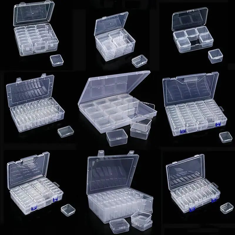 Small Bead Organizer Cases Plastic Organizer Box Mini Clear Bead Storage Container Box with Hinged Lid for DIY Jewelry Supply