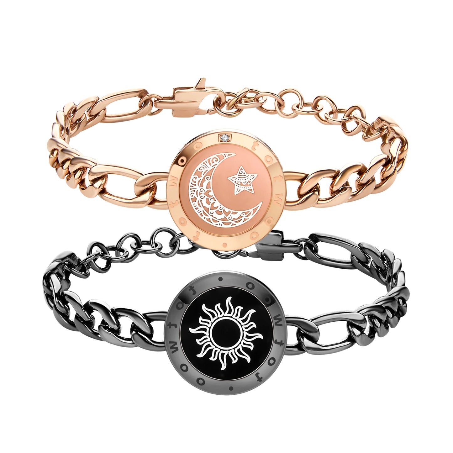 Totwoo Long Distance Relationship Touch Bracelets Couple Birthday Gift Smart Bluetooth Jewelry with App Support iOS Android