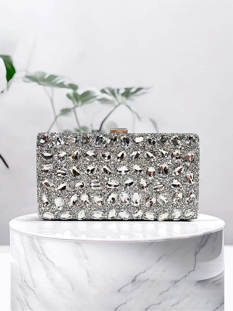 Luxury Diamond Clutch Bag Elegant Stylish Multi-color Square Fashionable Dress Cheongsam  Evening Bag for Wedding Dinner Party