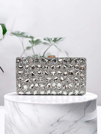 Luxury Diamond Clutch Bag Elegant Stylish Multi-color Square Fashionable Dress Cheongsam  Evening Bag for Wedding Dinner Party